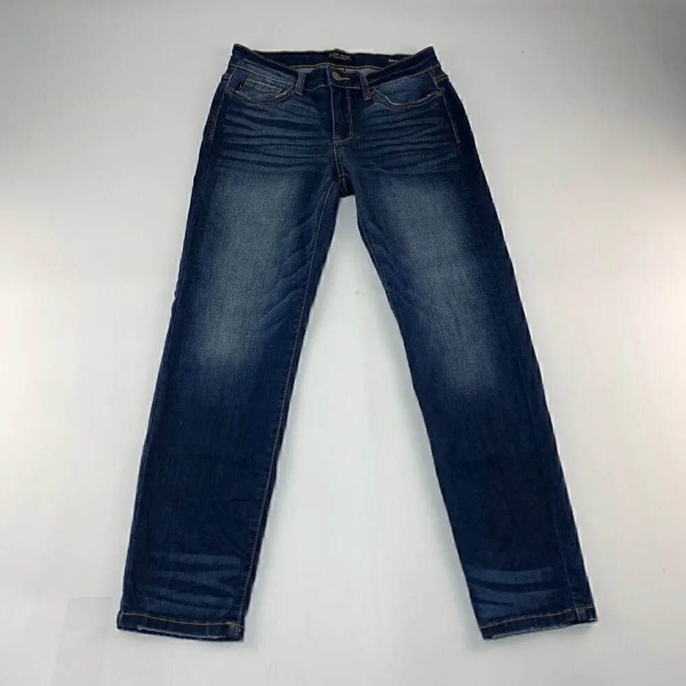 Judy Blue Dark Wash Stretch Denim Relaxed Fit Slim Leg Jeans 28